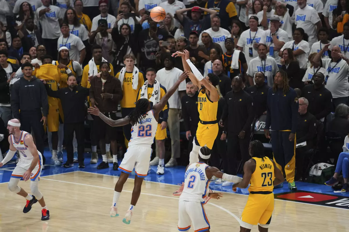 Winning shot from Tyrese Haliburton in the NBA Finals Game 1