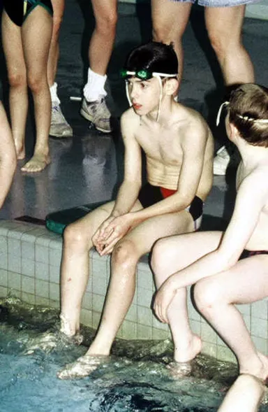 Young Michael Phelps during childhood swim training in Baltimore