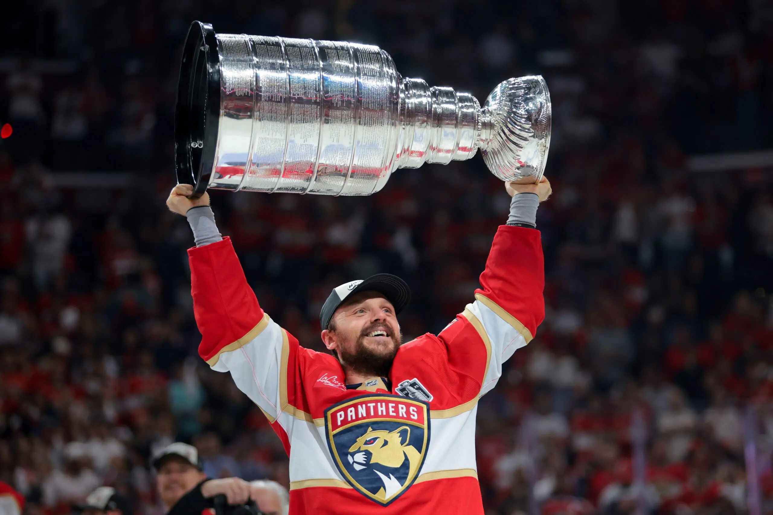 Sam Reinhart is Panthers’ playoff legend as he lifts the Stanley Cup in celebration after a dominant Game 6 victory