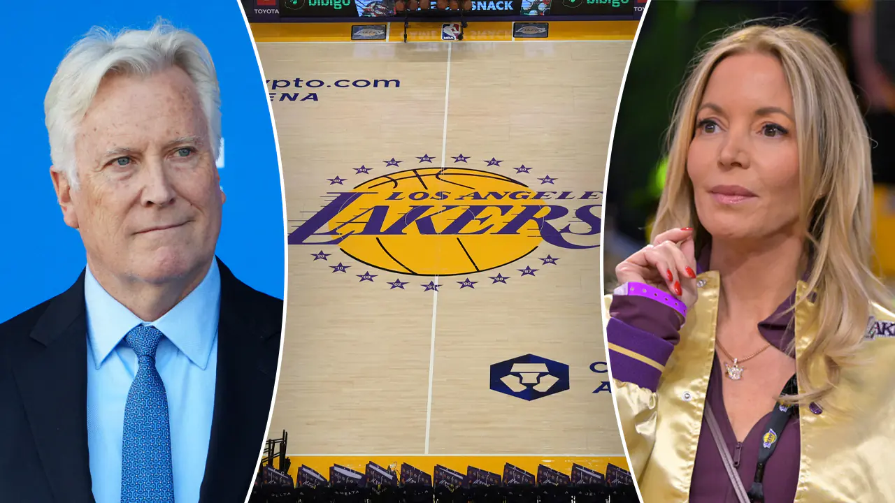 Mark Walter and Jeanie Buss symbolizing the historic $10 billion ownership transition